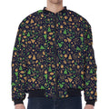 Christmas Party Elements Pattern Print Zip Sleeve Bomber Jacket