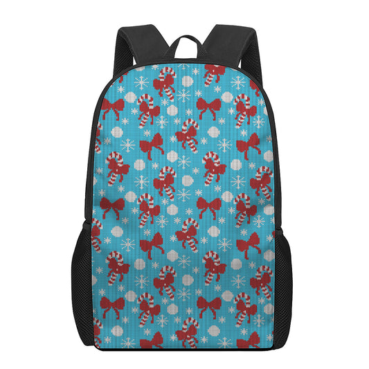 Christmas Party Knitted Pattern Print 17 Inch Backpack