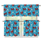 Christmas Party Knitted Pattern Print 3 Piece Kitchen Curtains