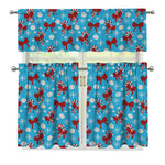 Christmas Party Knitted Pattern Print 3 Piece Kitchen Curtains