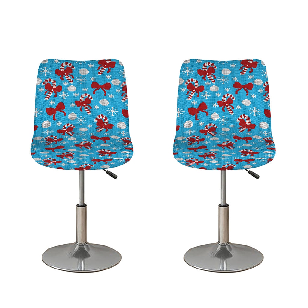 Christmas Party Knitted Pattern Print Bar Stool Covers