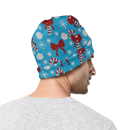 Christmas Party Knitted Pattern Print Beanie
