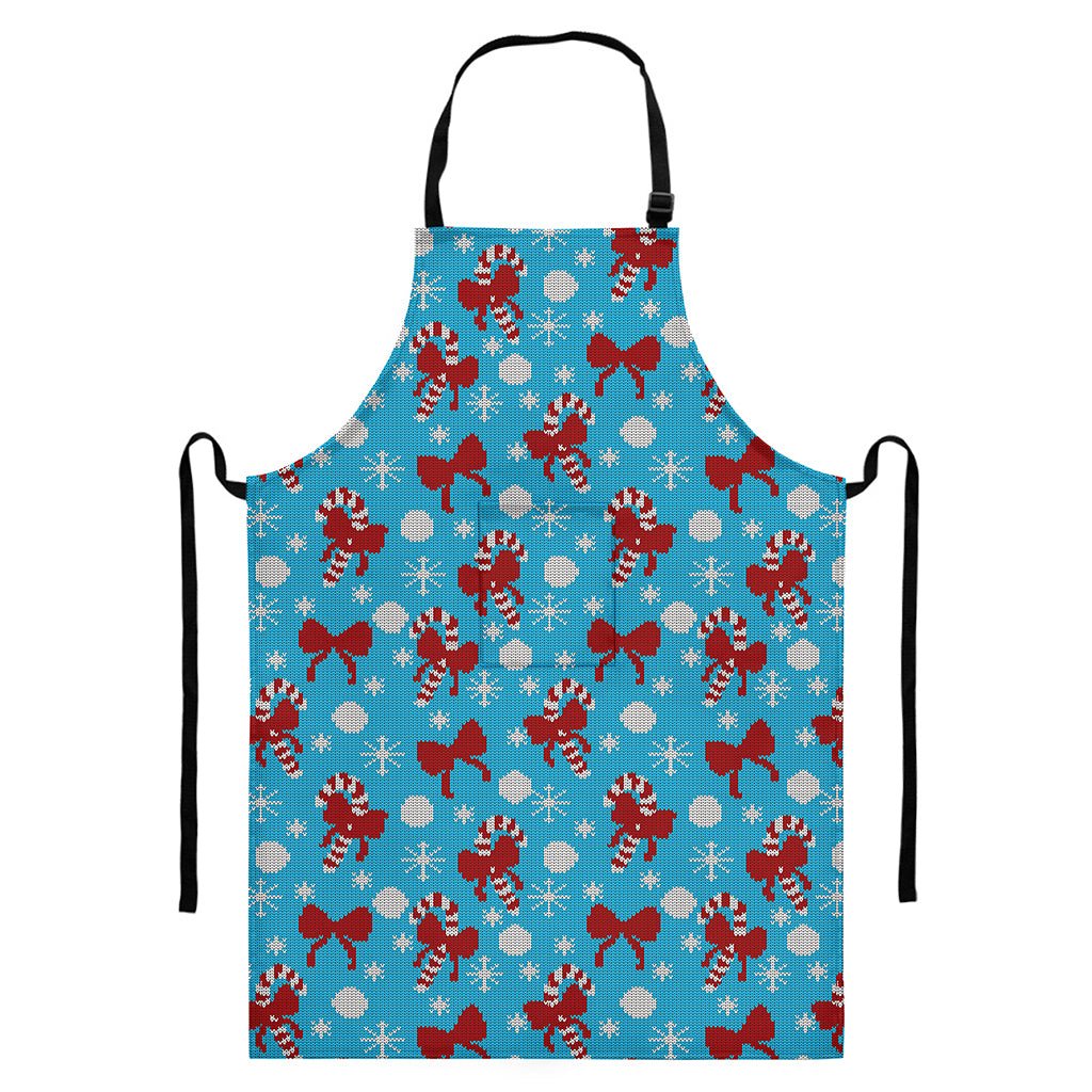 Christmas Party Knitted Pattern Print Bib Apron With Pocket