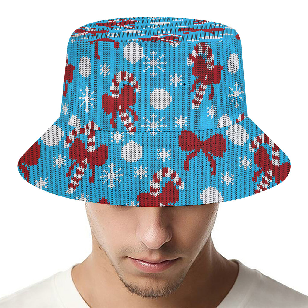 Christmas Party Knitted Pattern Print Bucket Hat
