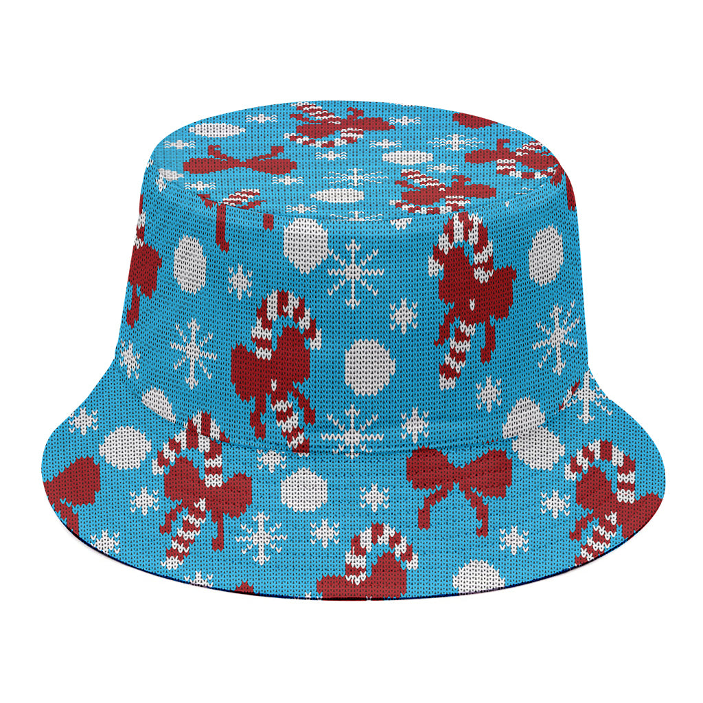 Christmas Party Knitted Pattern Print Bucket Hat