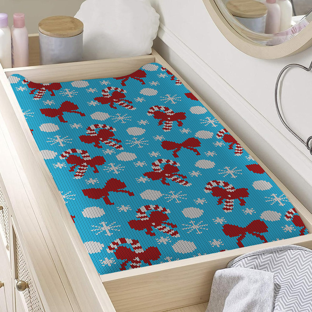 Christmas Party Knitted Pattern Print Changing Pad Cover