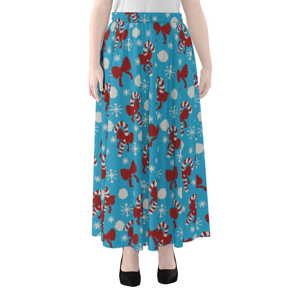 Christmas Party Knitted Pattern Print Chiffon Maxi Skirt
