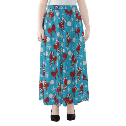 Christmas Party Knitted Pattern Print Chiffon Maxi Skirt