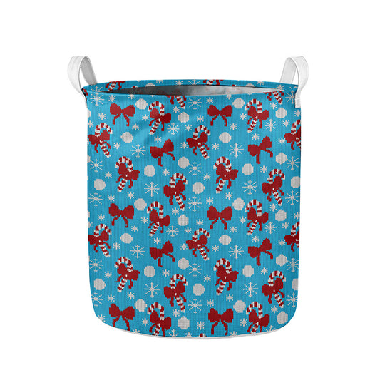 Christmas Party Knitted Pattern Print Collapsible Laundry Basket