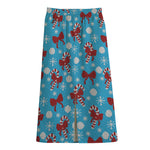 Christmas Party Knitted Pattern Print Cotton Front Slit Maxi Skirt