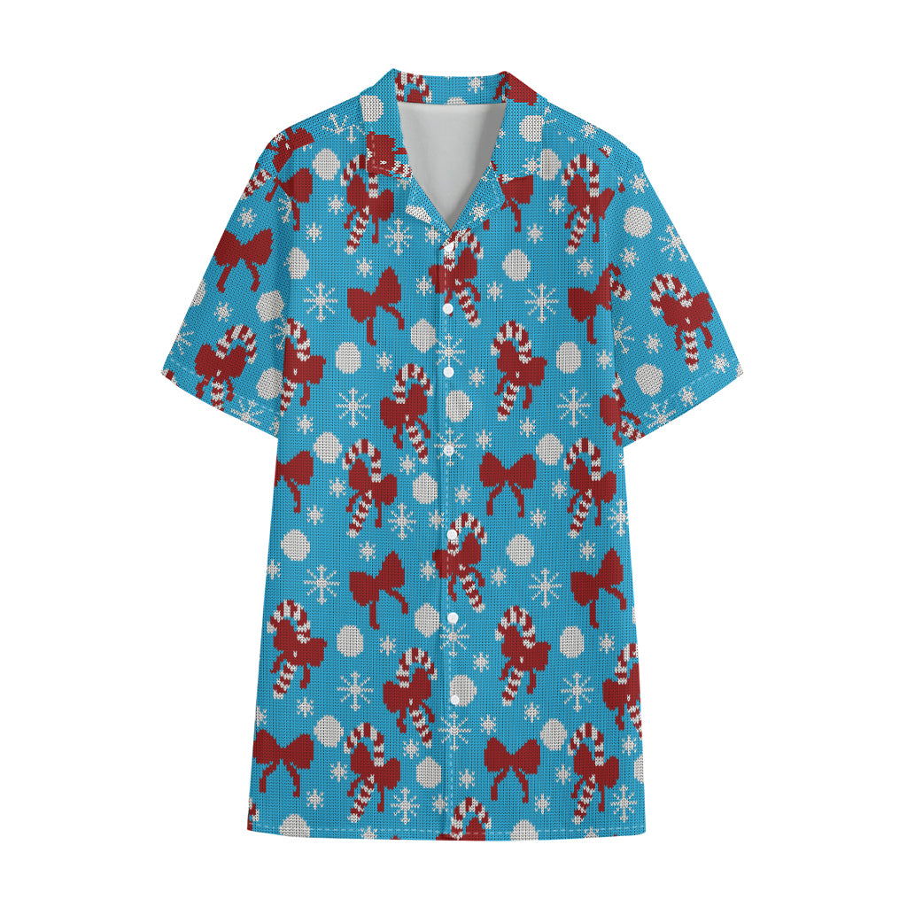 Christmas Party Knitted Pattern Print Cotton Hawaiian Shirt