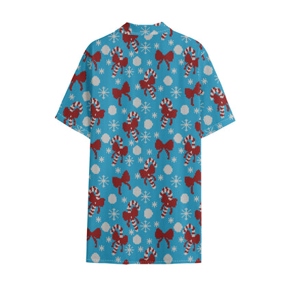 Christmas Party Knitted Pattern Print Cotton Hawaiian Shirt