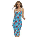 Christmas Party Knitted Pattern Print Cross Back Cami Dress