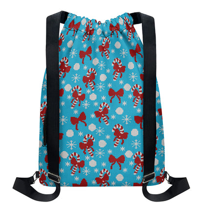 Christmas Party Knitted Pattern Print Drawstring Backpack