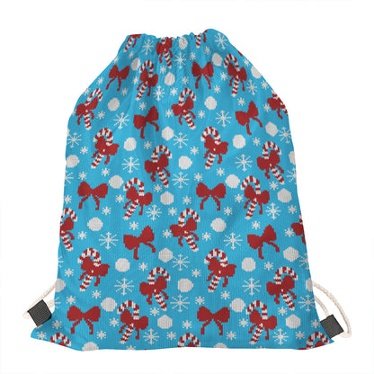 Christmas Party Knitted Pattern Print Drawstring Bag