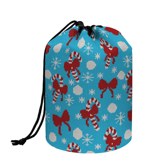 Christmas Party Knitted Pattern Print Drawstring Makeup Bag