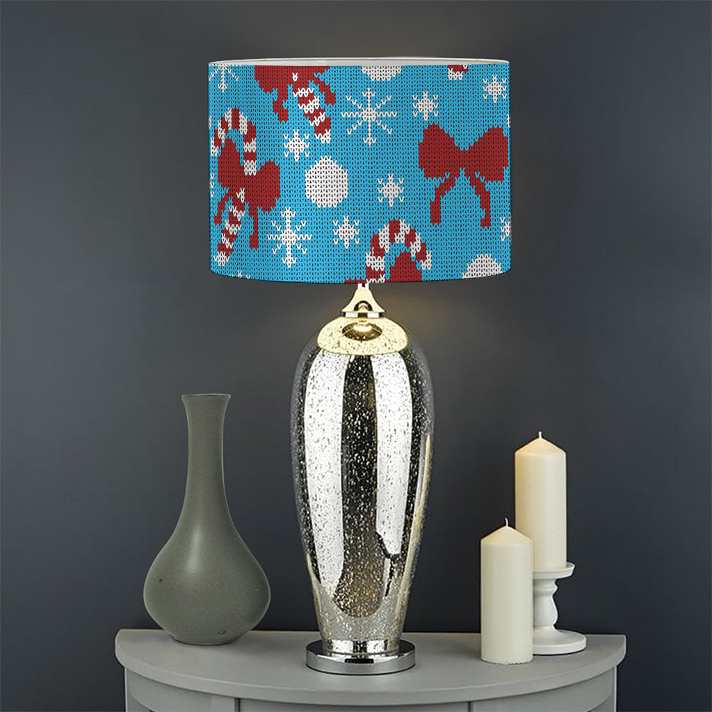 Christmas Party Knitted Pattern Print Drum Lamp Shade