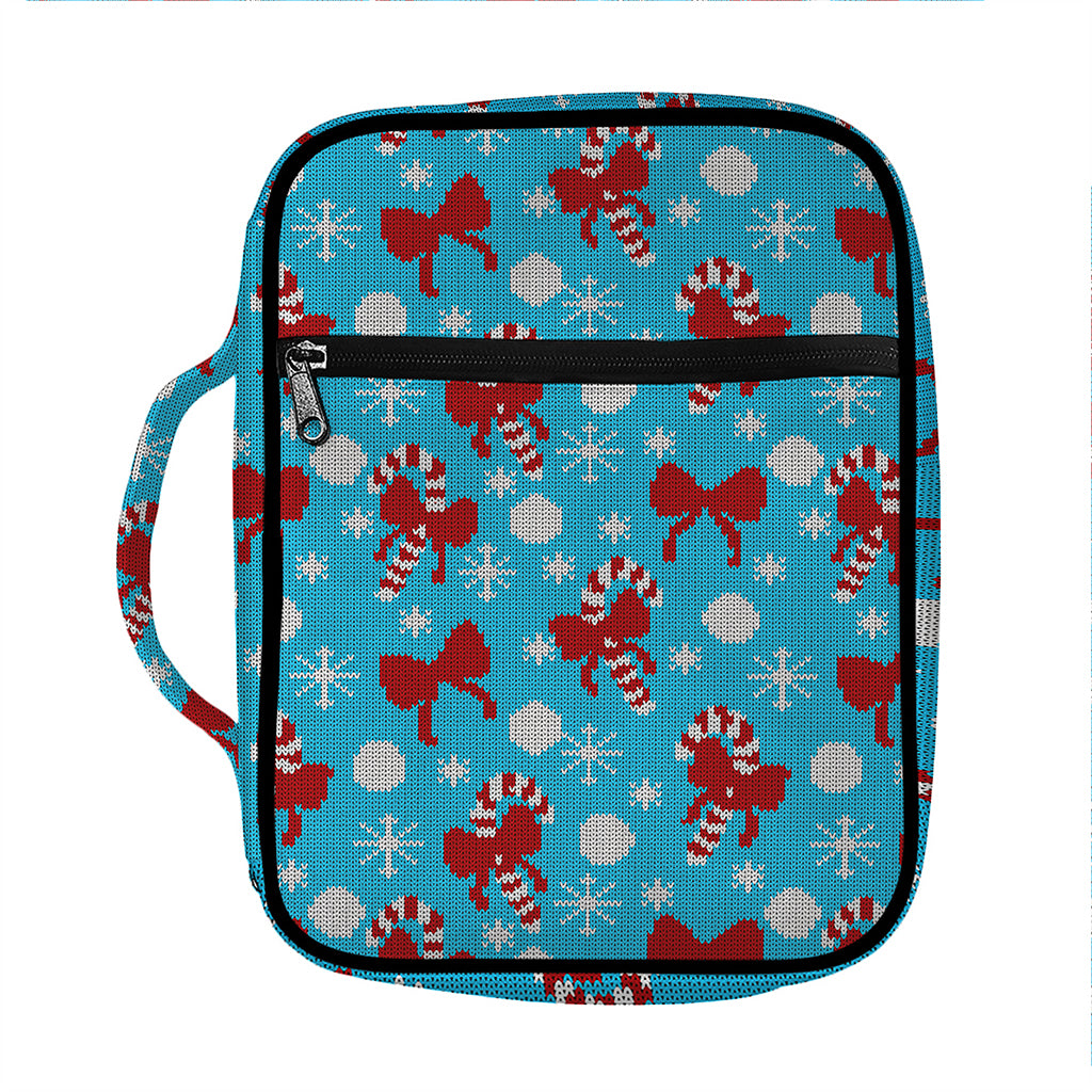 Christmas Party Knitted Pattern Print Front Pocket Bible Bag