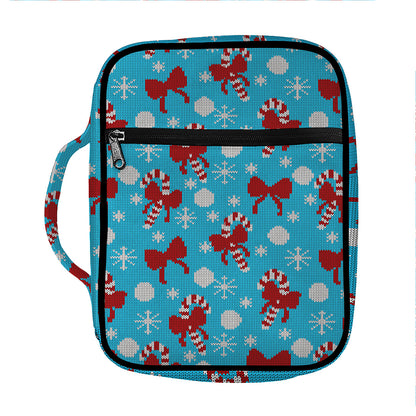 Christmas Party Knitted Pattern Print Front Pocket Bible Bag