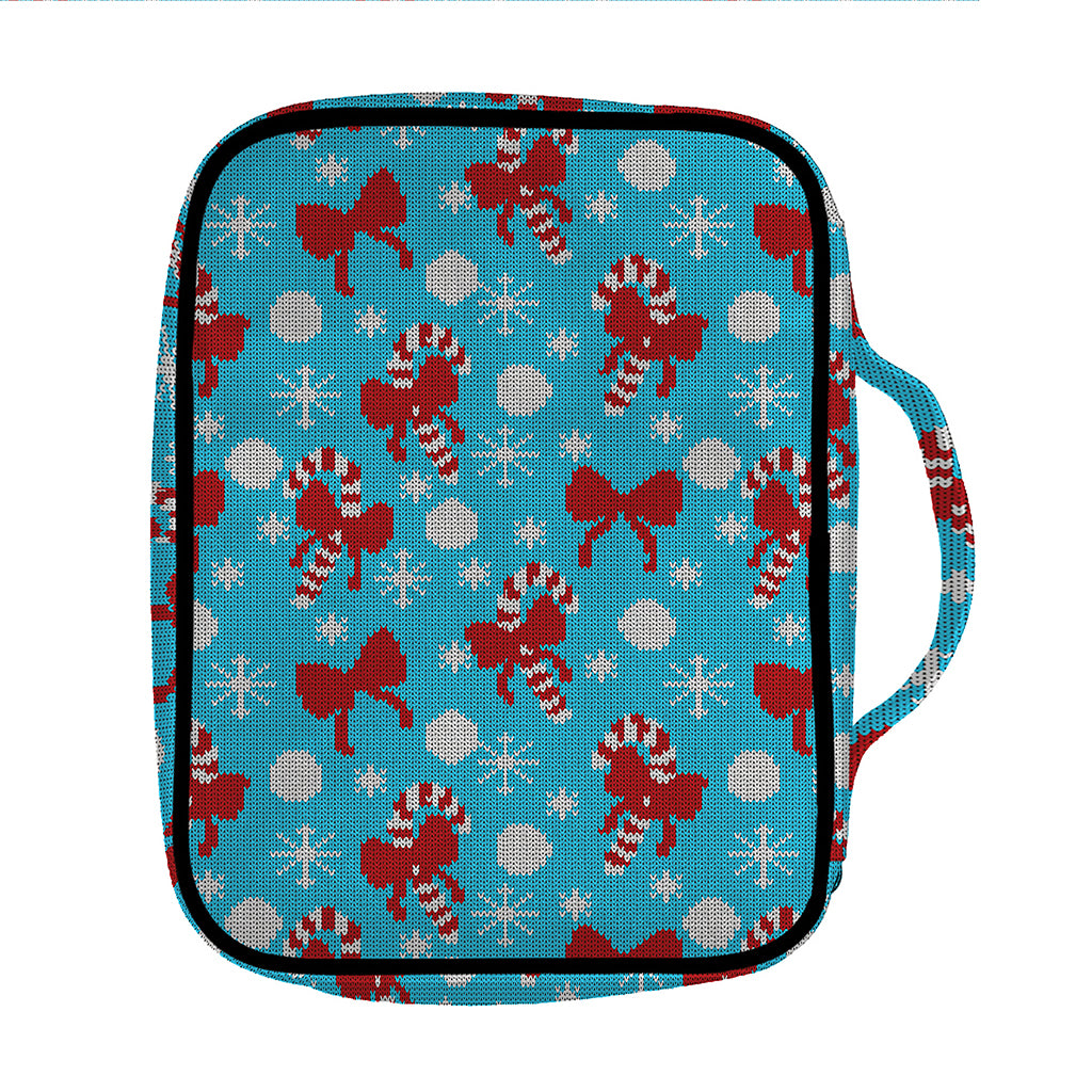 Christmas Party Knitted Pattern Print Front Pocket Bible Bag