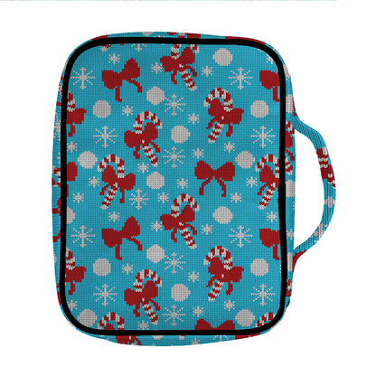 Christmas Party Knitted Pattern Print Front Pocket Bible Bag