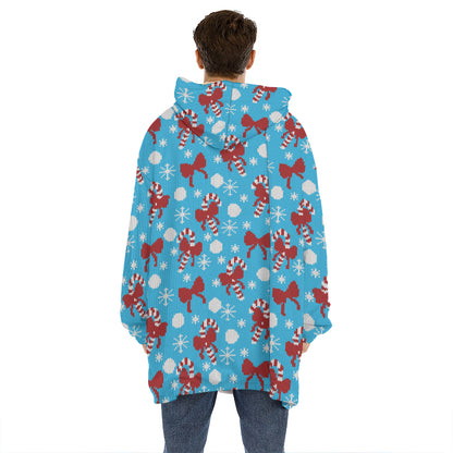 Christmas Party Knitted Pattern Print Hoodie Blanket