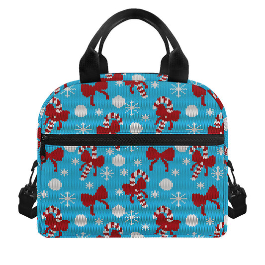 Christmas Party Knitted Pattern Print Insulated Lunch Bag