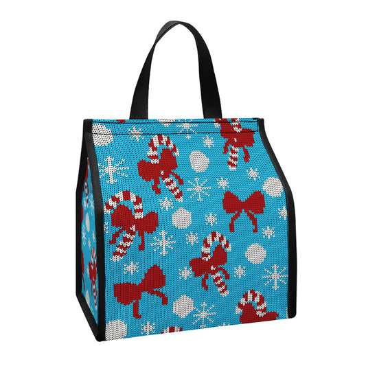 Christmas Party Knitted Pattern Print Insulated Lunch Tote