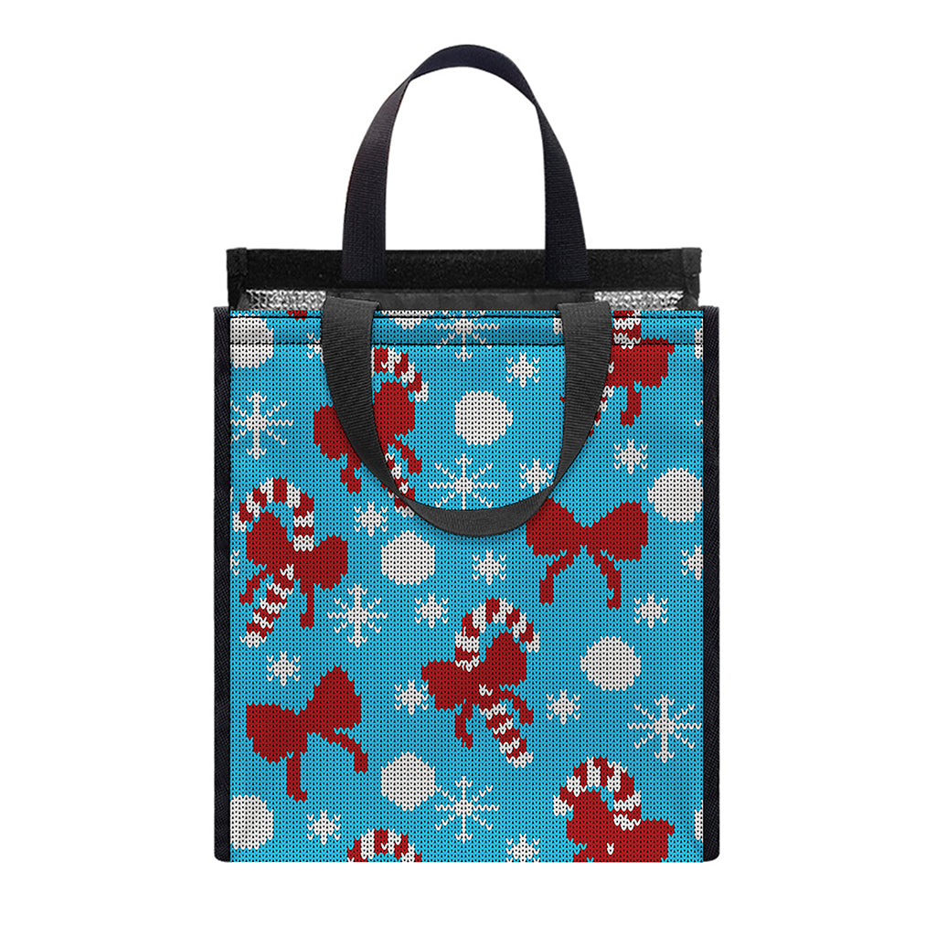Christmas Party Knitted Pattern Print Insulated Lunch Tote