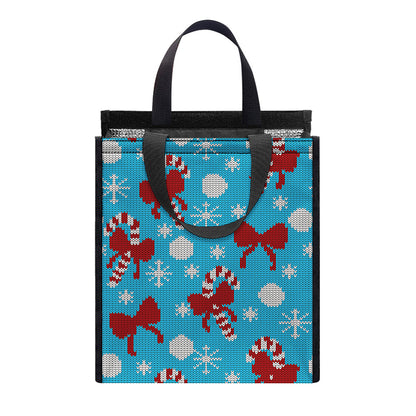 Christmas Party Knitted Pattern Print Insulated Lunch Tote