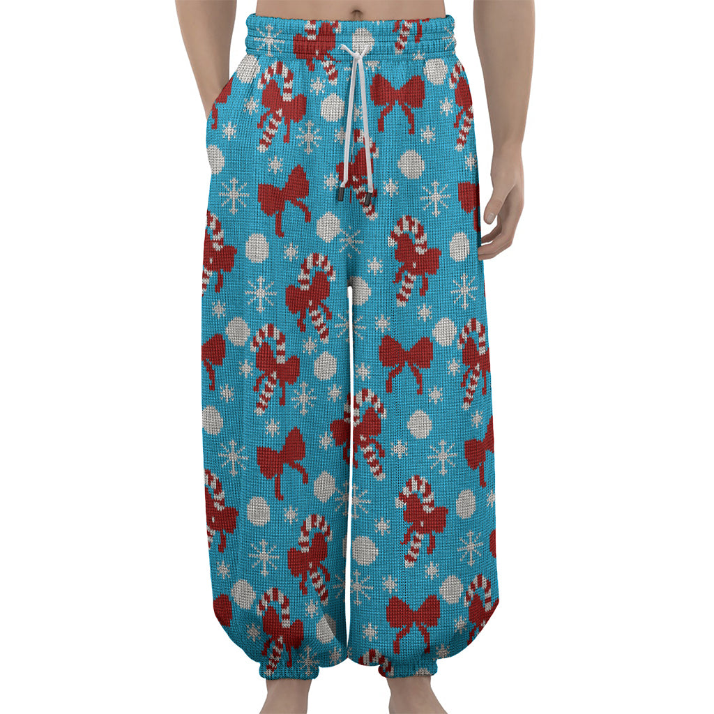 Christmas Party Knitted Pattern Print Lantern Pants