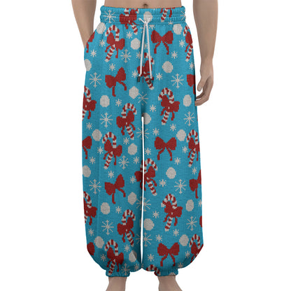 Christmas Party Knitted Pattern Print Lantern Pants