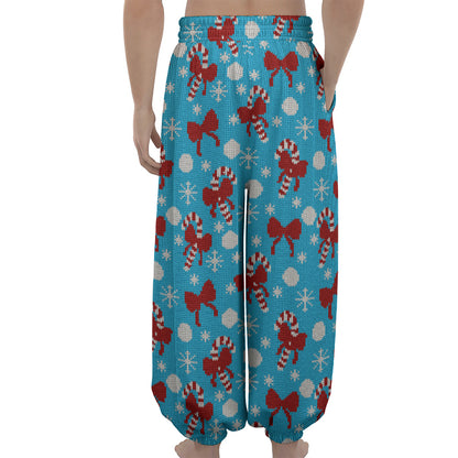 Christmas Party Knitted Pattern Print Lantern Pants