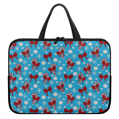 Christmas Party Knitted Pattern Print Laptop Sleeve With Handle