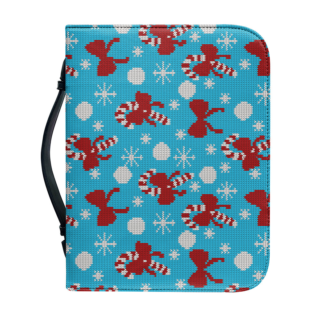 Christmas Party Knitted Pattern Print Leather Bible Cover