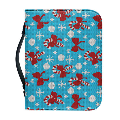 Christmas Party Knitted Pattern Print Leather Bible Cover