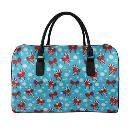 Christmas Party Knitted Pattern Print Leather Duffle Bag