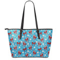 Christmas Party Knitted Pattern Print Leather Tote Bag With Zipper