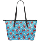 Christmas Party Knitted Pattern Print Leather Tote Bag