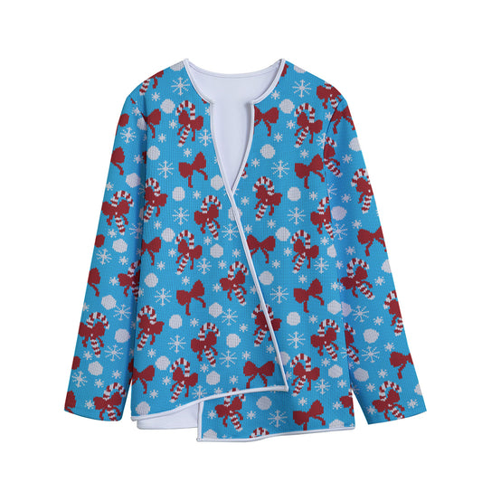 Christmas Party Knitted Pattern Print Long Sleeve Short Coat