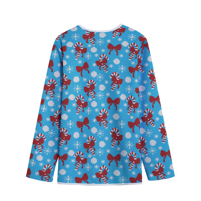 Christmas Party Knitted Pattern Print Long Sleeve Short Coat