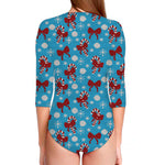Christmas Party Knitted Pattern Print Long Sleeve Swimsuit