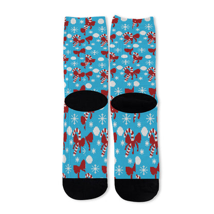 Christmas Party Knitted Pattern Print Long Socks
