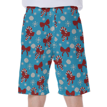 Christmas Party Knitted Pattern Print Men's Beach Shorts