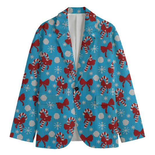 Christmas Party Knitted Pattern Print Men's Blazer