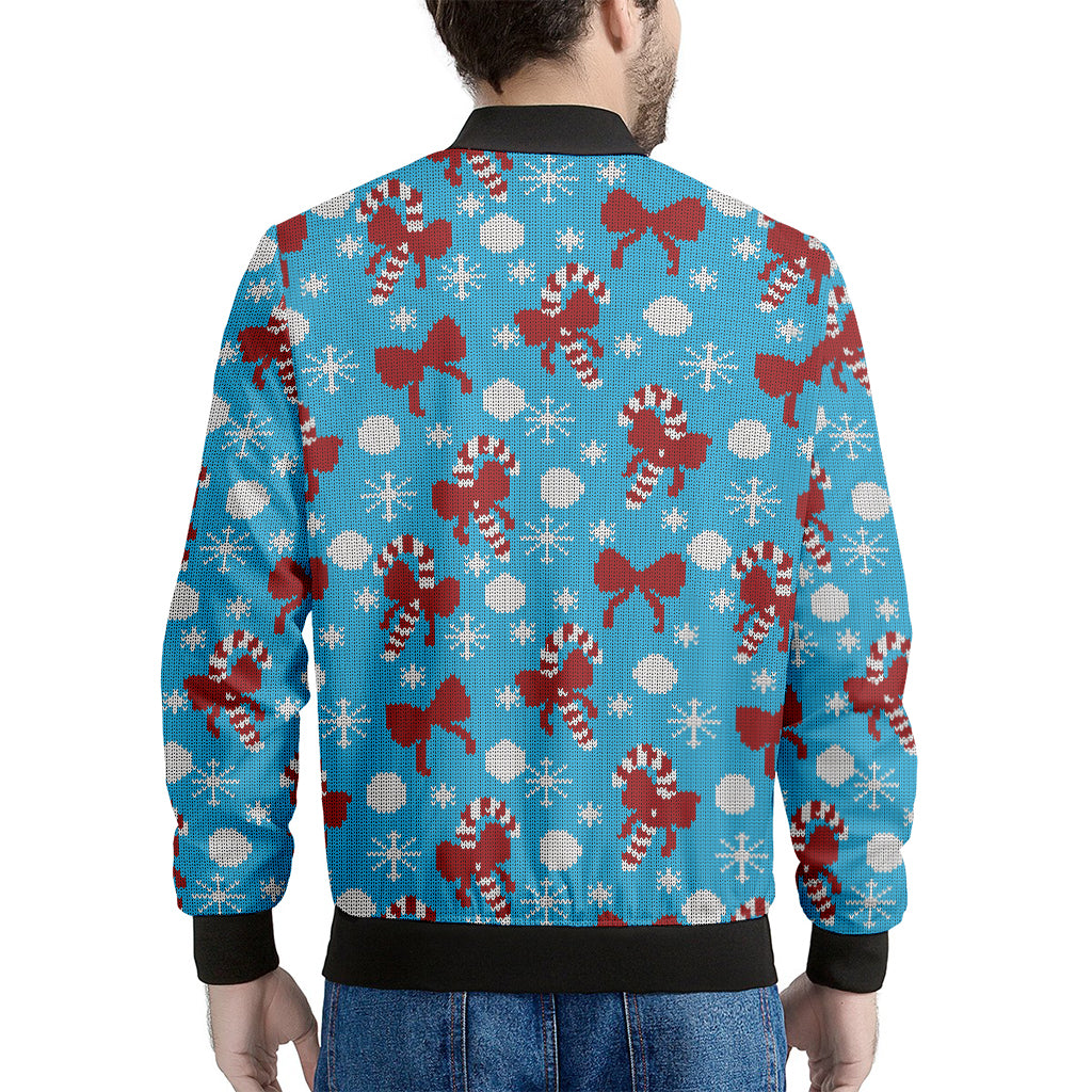 Christmas Party Knitted Pattern Print Men's Bomber Jacket