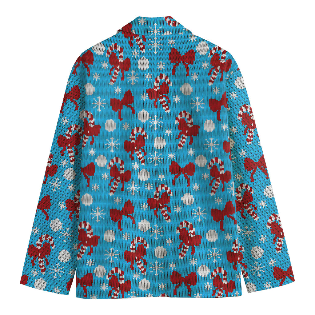 Christmas Party Knitted Pattern Print Men's Cotton Blazer
