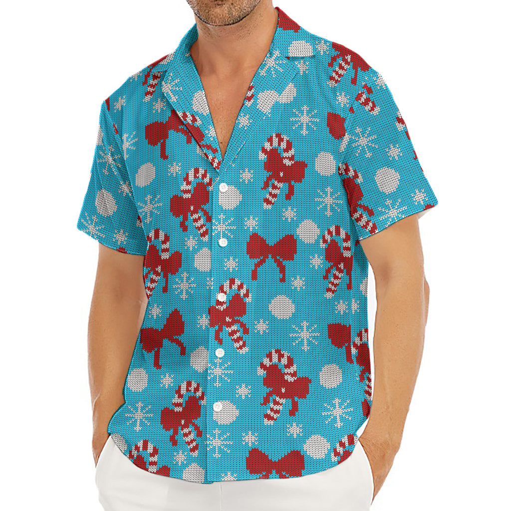 Christmas Party Knitted Pattern Print Men's Deep V-Neck Shirt