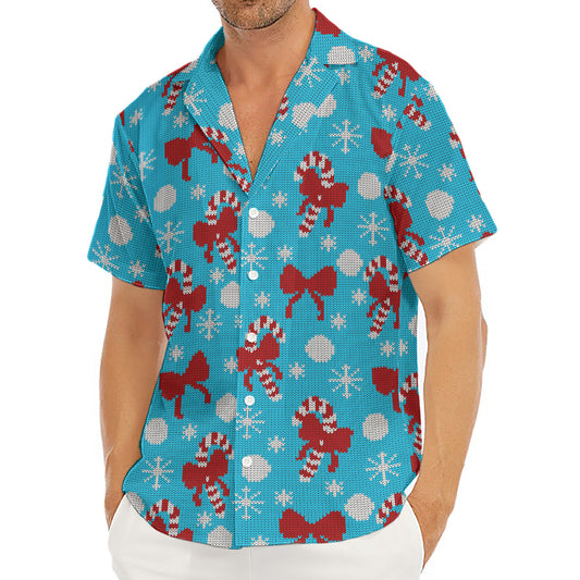 Christmas Party Knitted Pattern Print Men's Deep V-Neck Shirt
