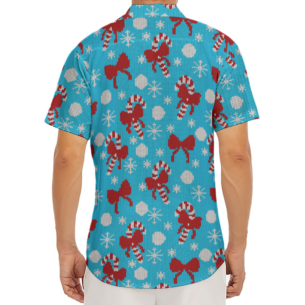 Christmas Party Knitted Pattern Print Men's Deep V-Neck Shirt